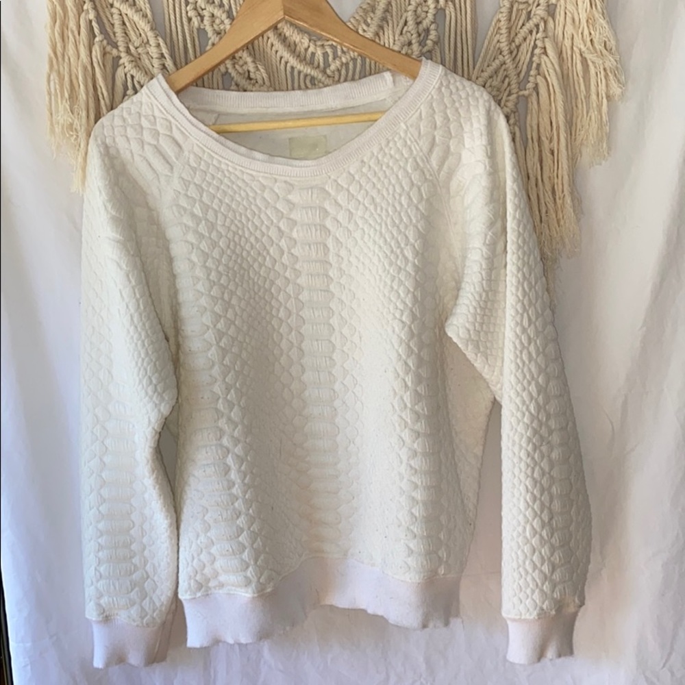 Mother Denim White Textured Pullover